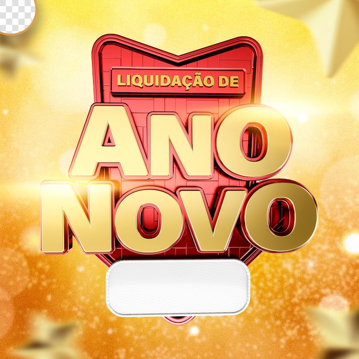 PSD grátis 3d label promoção de ano novo fim de ano venda ano novo no brasil