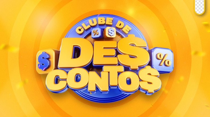PSD grátis 3d logo discount club campanha mídia social ofertas especiais supermercado clube de descontos brasil