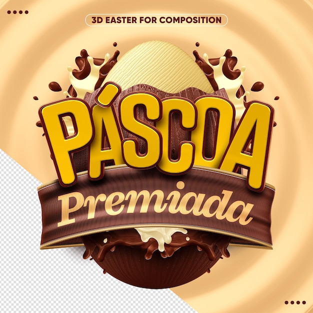 PSD grátis 3d logo pascoa premiada para composição