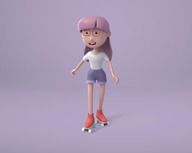 PSD grátis 3d mulher brincando de patinar