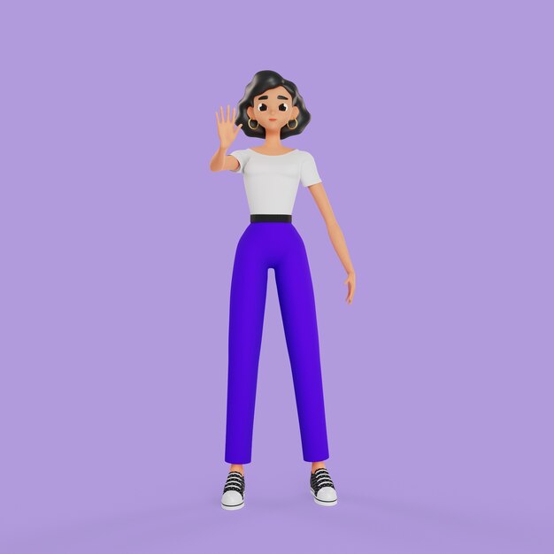3d mulher fazendo sinal de stop