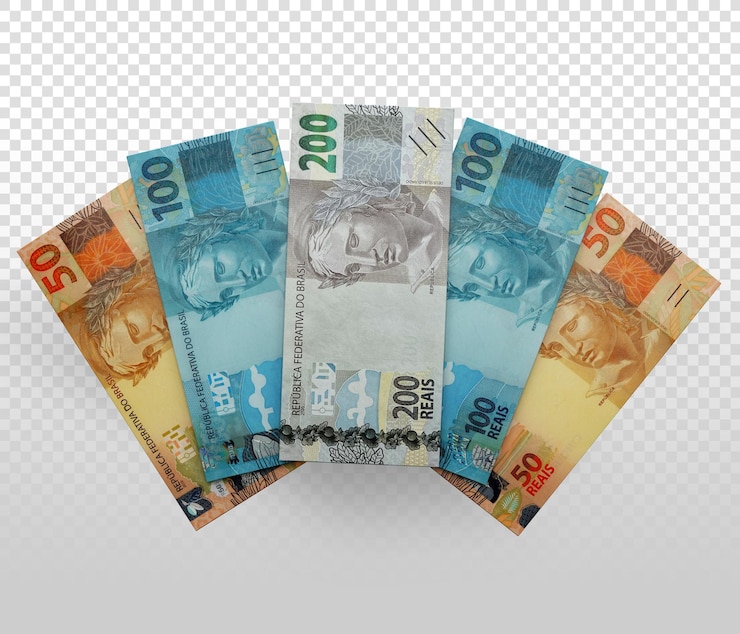 PSD grátis 3d realistas notas de dinheiro do brasil moeda real