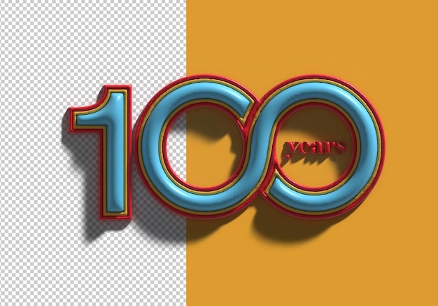 3d render 100 years celebration arquivo psd transparente
