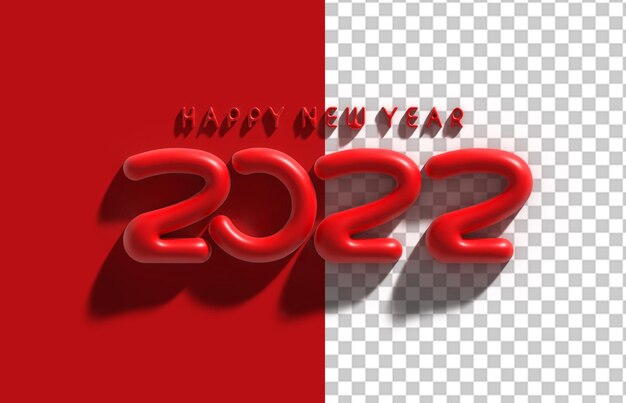 3D Render Feliz Ano Novo 2022 Arquivo Psd Transparente