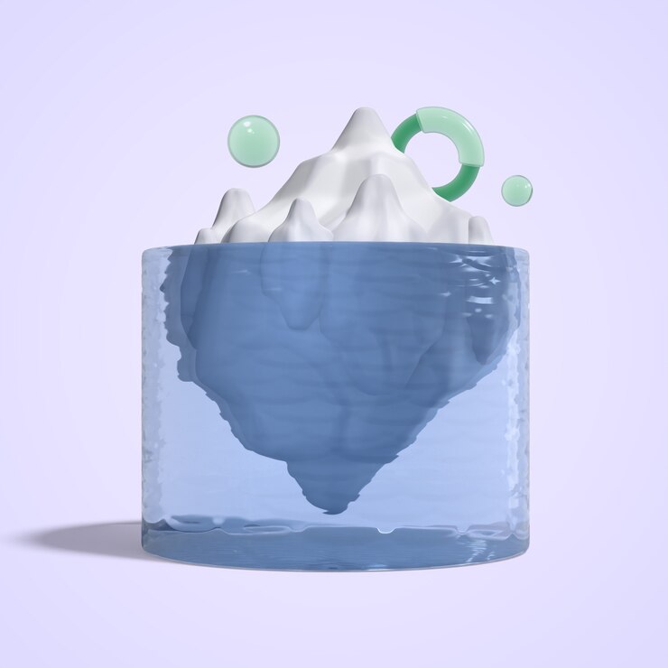 PSD grátis 3d rendering of an iceberg with transparent water
