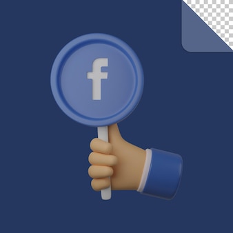 3d renderizar o ícone do facebook de mídia social
