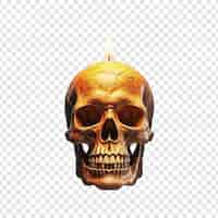 PSD grátis 3d skull with burning candle halloween holiday isolado em fundo transparente