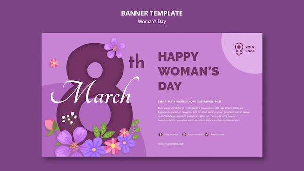 8 de março modelo de banner do dia da mulher