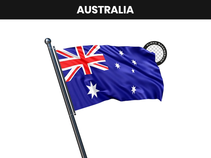 PSD grátis a bandeira da austrália a agitar-se num poste