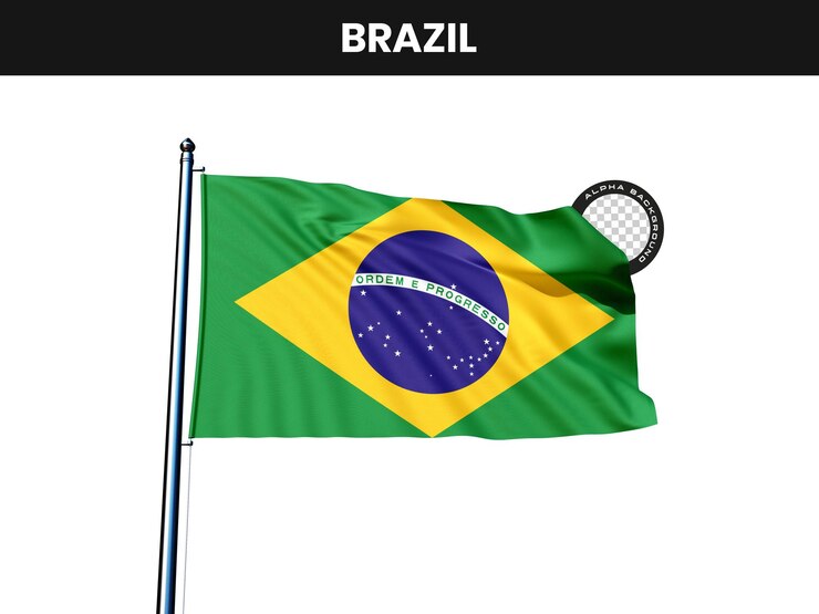 PSD grátis a bandeira do brasil a agitar-se num poste
