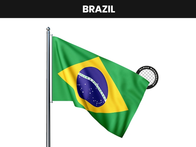 A bandeira do Brasil a agitar-se num poste