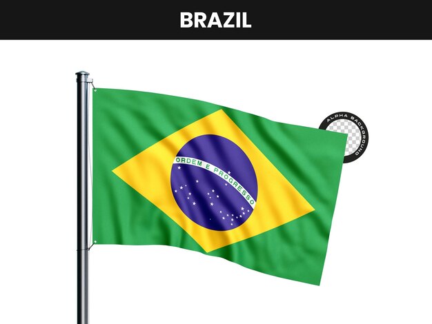 A bandeira do Brasil a agitar-se num poste