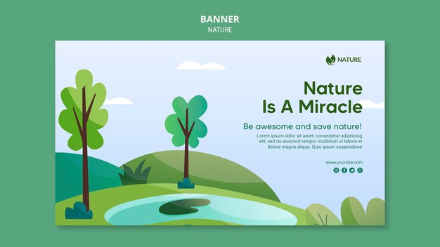 A natureza é a chave da vida modelo de banner