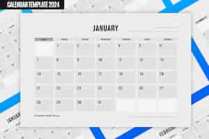 PSD grátis a4 modelo 2024 calendário de planeamento janeiro