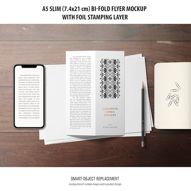 A5 slim bi-fold flyer mockup