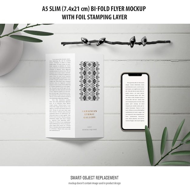 A5 slim bi-fold flyer mockup