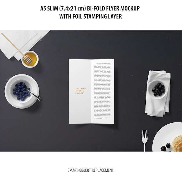 A5 slim bi-fold flyer mockup