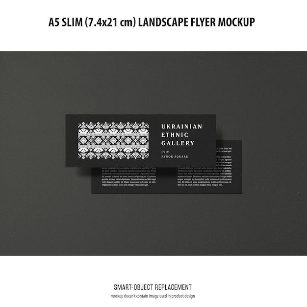 PSD grátis a5 slim landscape flyer mockup