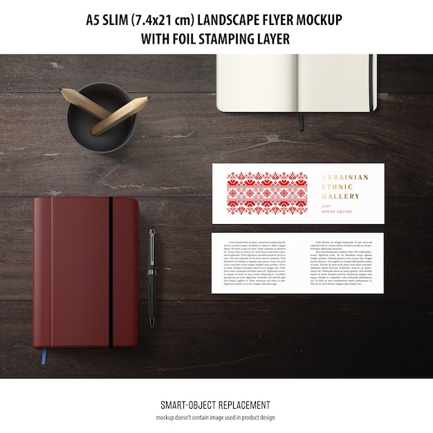 A5 slim landscape flyer mockup