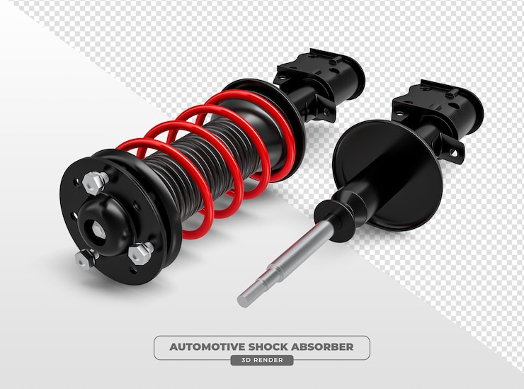 PSD grátis absorvador de choque automotivo em renderização 3d com fundo transparente