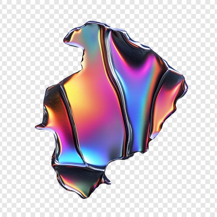 PSD grátis abstracto bolha metálica iridescente arte digital colorida tons vibrantes textura suave renderização 3d design moderno superfície brilhante forma única cores iridescentes design gráfico arte contemporânea
