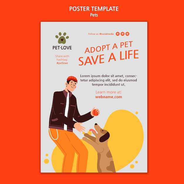 Adotar um modelo de cartaz de animais de estimação
