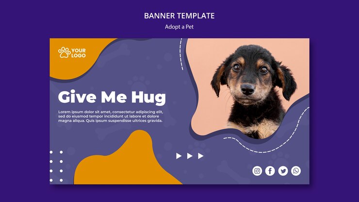 PSD grátis adote um conceito de banner para animais de estimação