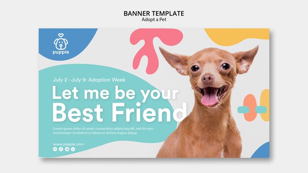 Adote um design de modelo de banner para animais de estimação