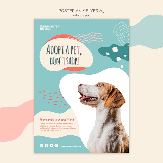 Adote um design de panfleto de cartaz de estimação