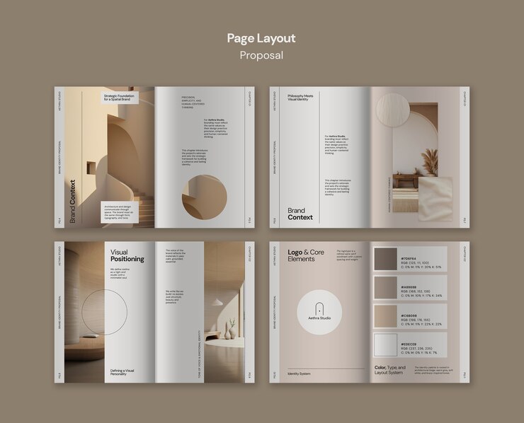 PSD grátis aethra studio brand identity proposal brochure template