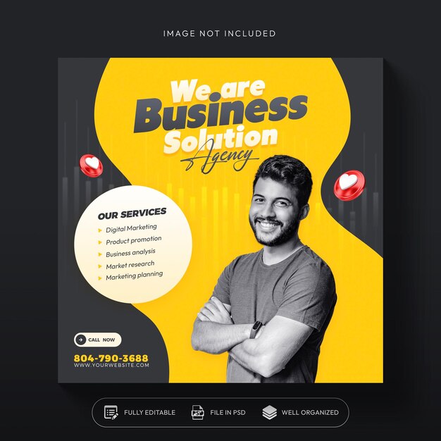 Agência de marketing digital e banner de mídia social corporativa ou projeto de modelo de postagem no Instagram