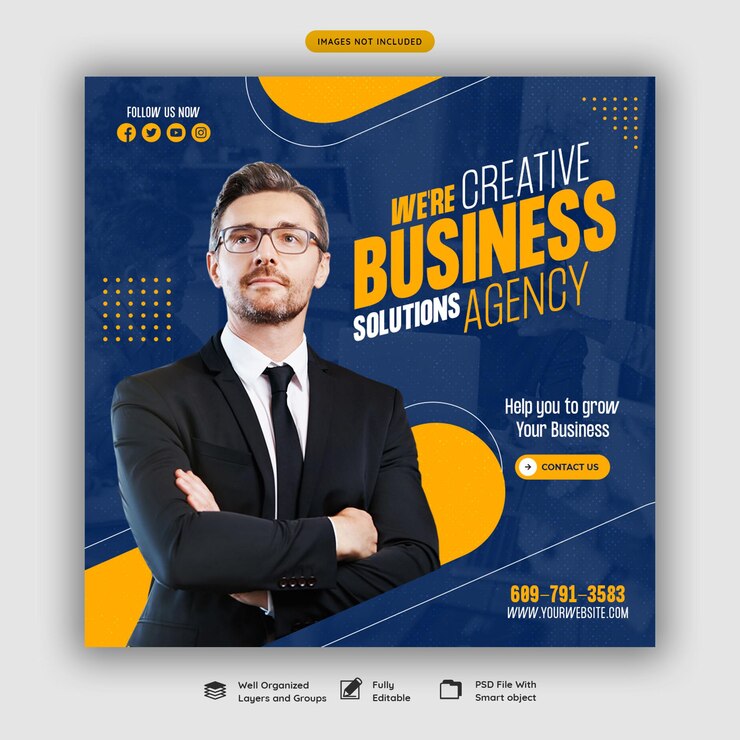 PSD grátis agência de marketing digital e modelo de postagem de mídia social corporativa