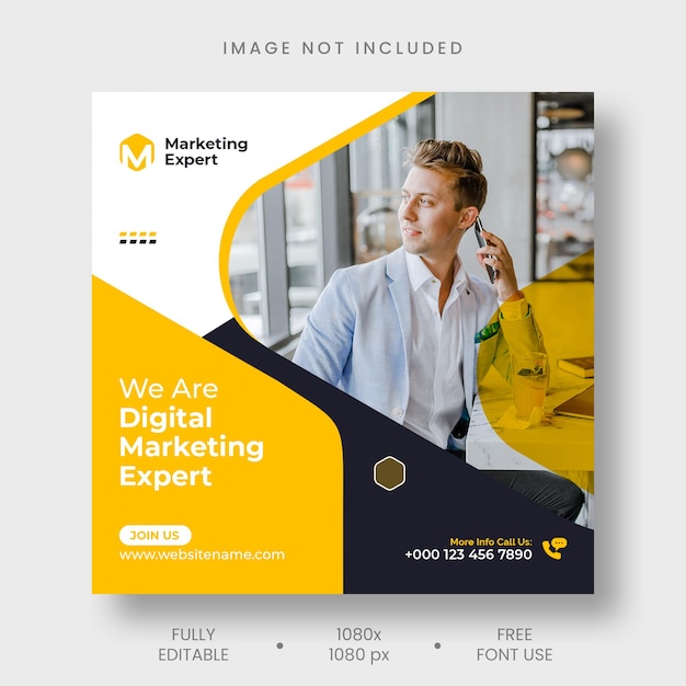 Agência de marketing digital Instagram post e modelo de banner de mídia social