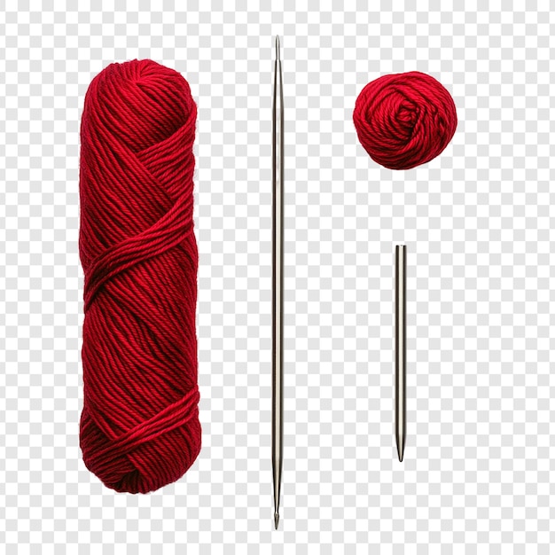 Agulhas de tricotar de fio vermelho e bola de fio Uma natureza morta em close-up