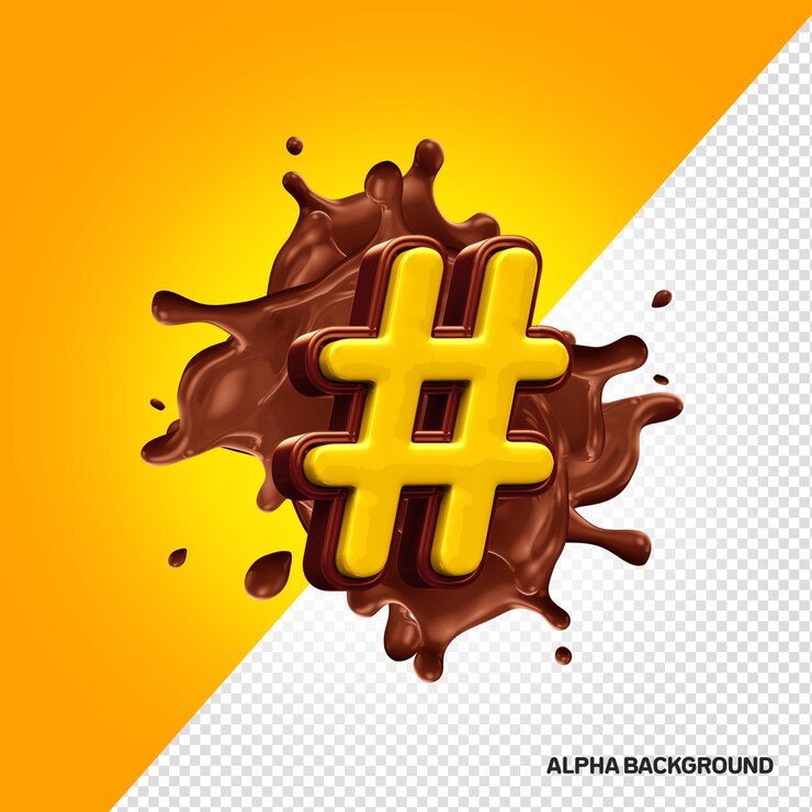 PSD grátis alfabeto 3d de hashtag de chocolate