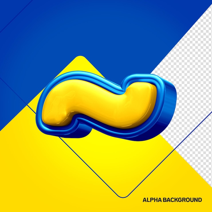 PSD grátis alfabeto amarelo com sotaque azul 3d