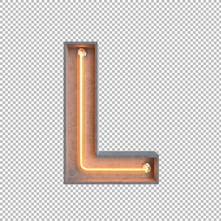 PSD grátis alfabeto de luz neon concreto em fundo transparente