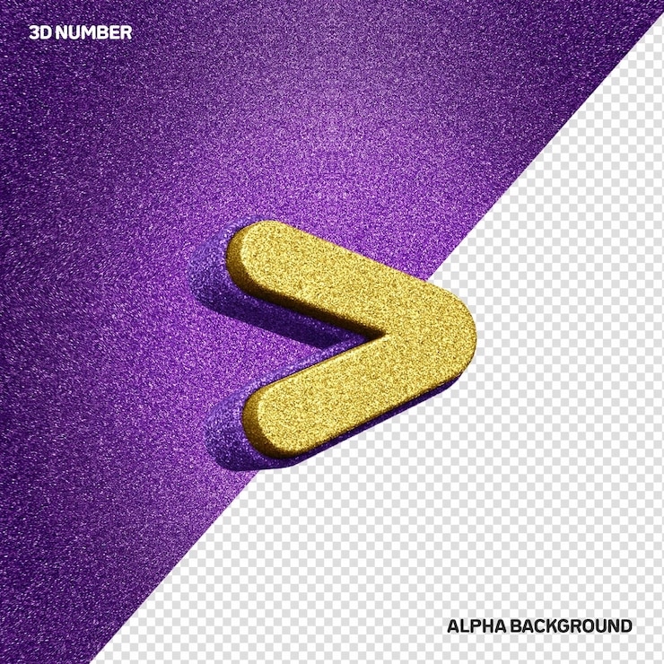 PSD grátis alfabeto de seta 3d com textura realista de glitter dourado com lilás