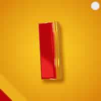 PSD grátis alfabeto vermelho brilhante com letra amarela 3d i