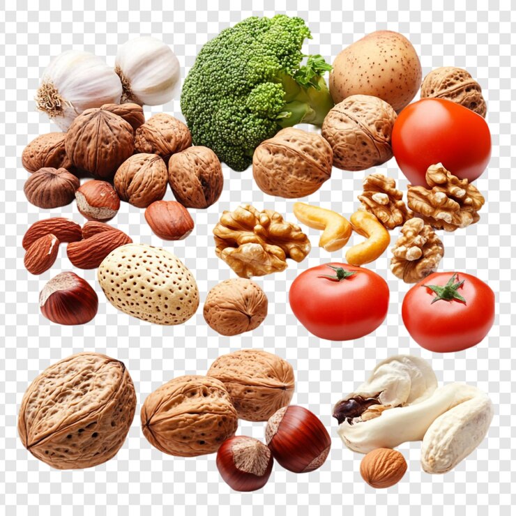 PSD grátis alimentos saudáveis colagem de nozes legumes e mais