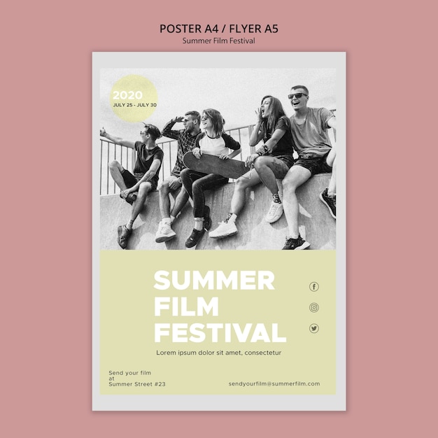 PSD grátis amigos no cartaz do festival de cinema de verão