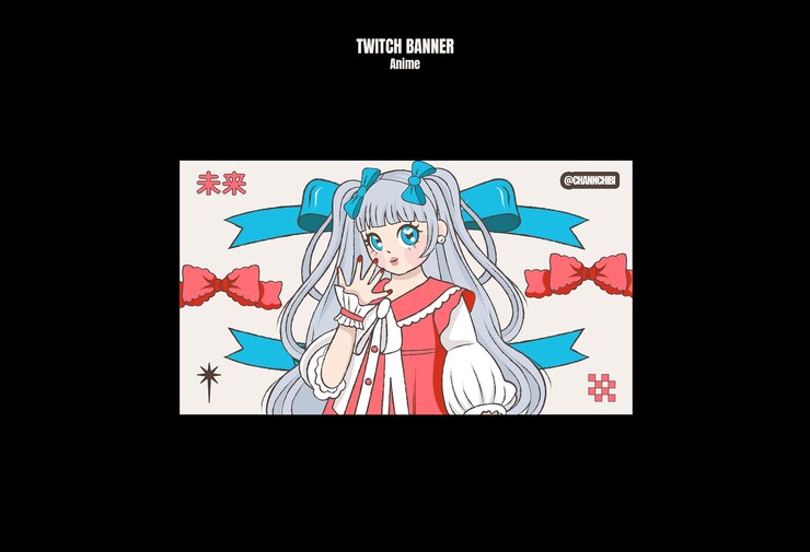 PSD grátis anime garota twitch bandeira