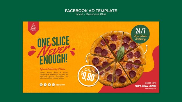 PSD grátis anúncio de comida no facebook de design plano