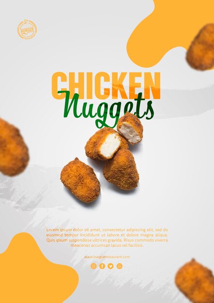 Anúncio de nuggets de frango modelo