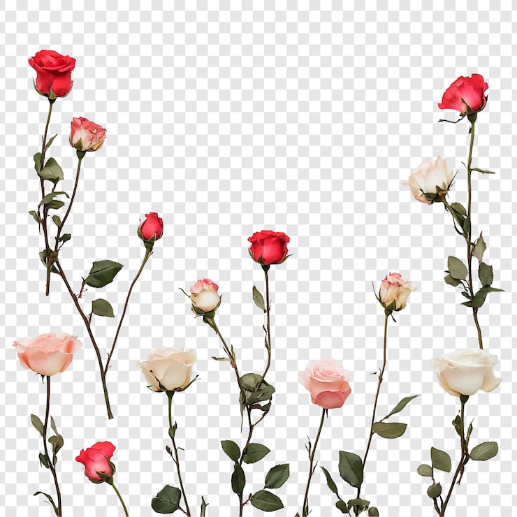 PSD grátis arranjo elegante de rosas uma delicada exibição de rosas cor-de-rosa e vermelhas