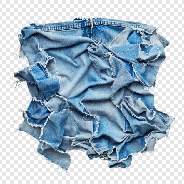 Arte abstrata têxtil de denim rasgado