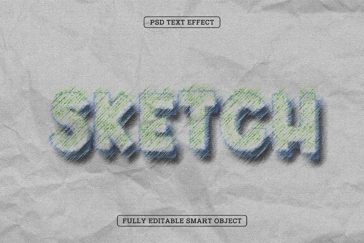 PSD grátis arte de esboço de lápis efeito de texto editável