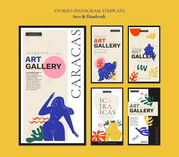 Artes de design plano e histórias de instagram de artesanato