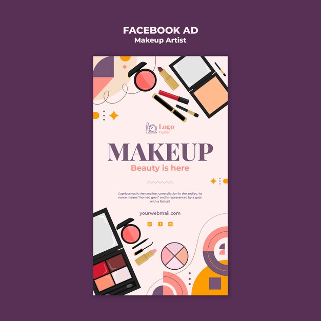 Artista de maquiagem design de modelo de anúncio do Facebook