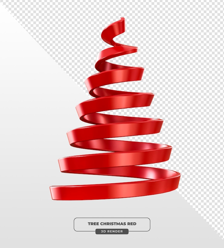 PSD grátis árvore de natal em espiral vermelha em renderização 3d